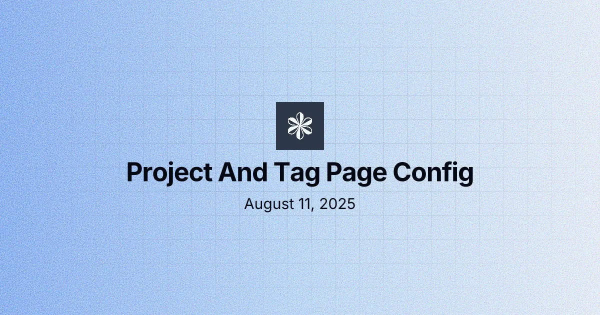 Litos: Project And Tag Page Config